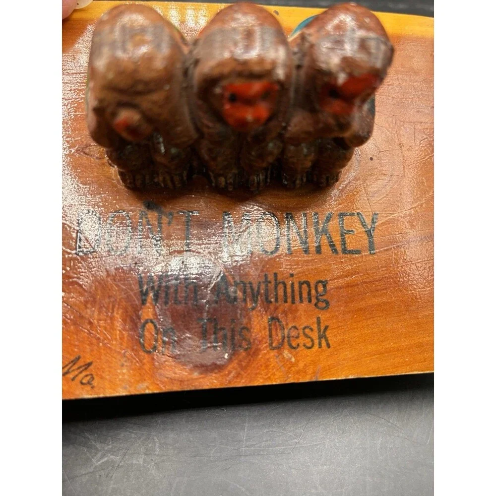 No Evil Monkeys Souvenir Desk Ink Blotter Don't Mess With Desk Osceola , MA.